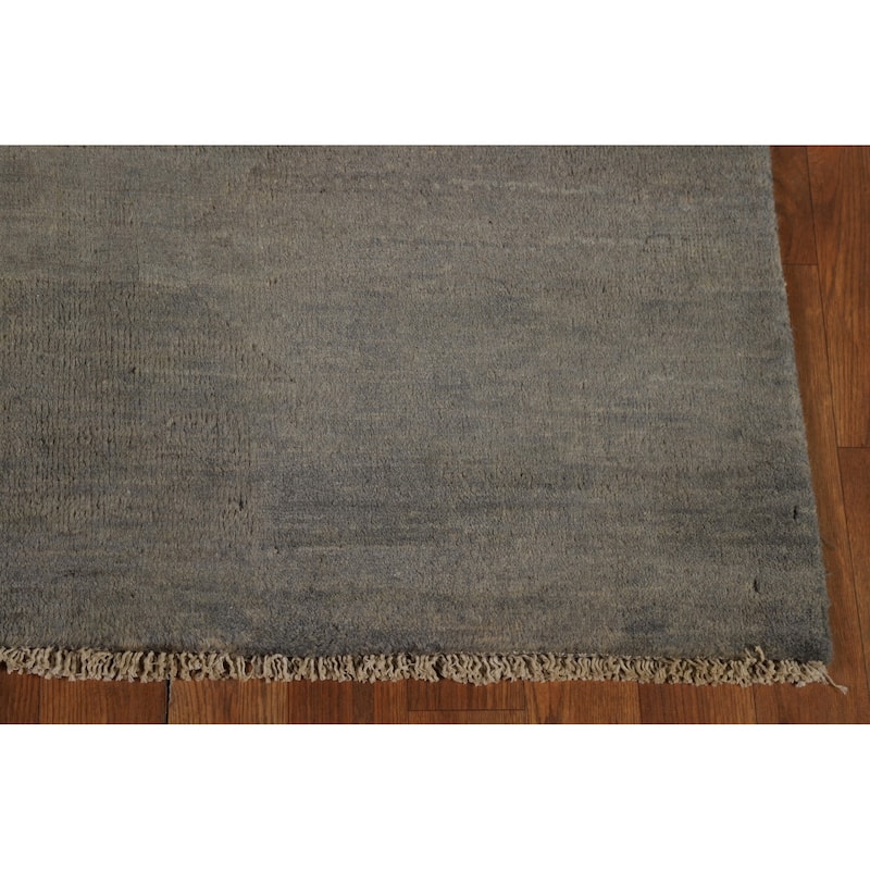Gabbeh Modern Rug Handmade Solid Tribal Wool Carpet - 4'2" x 5'11"