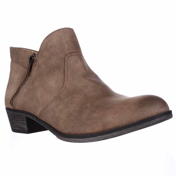 AR35 Abby Side Zip Short Ankle Boots, Tan