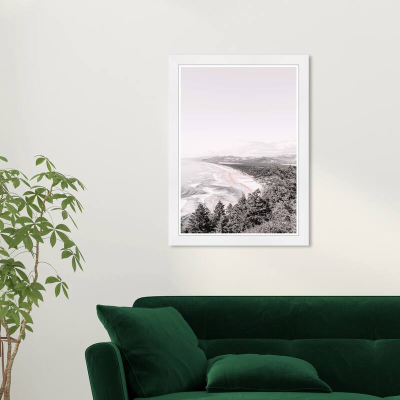 Wynwood Studio Prints Nautical and Coastal Oregon Tree Shore Muted Gray and Rustic Wall Art Canvas Print - White