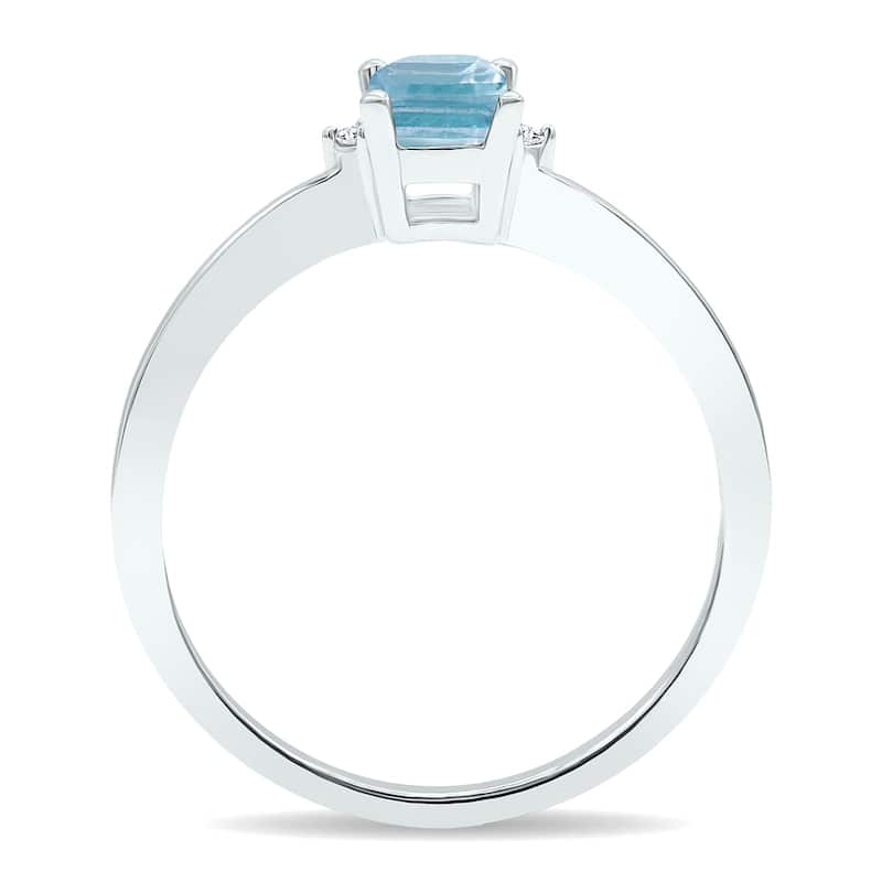 Women's Aquamarine and Diamond Classic Band in 10K White Gold