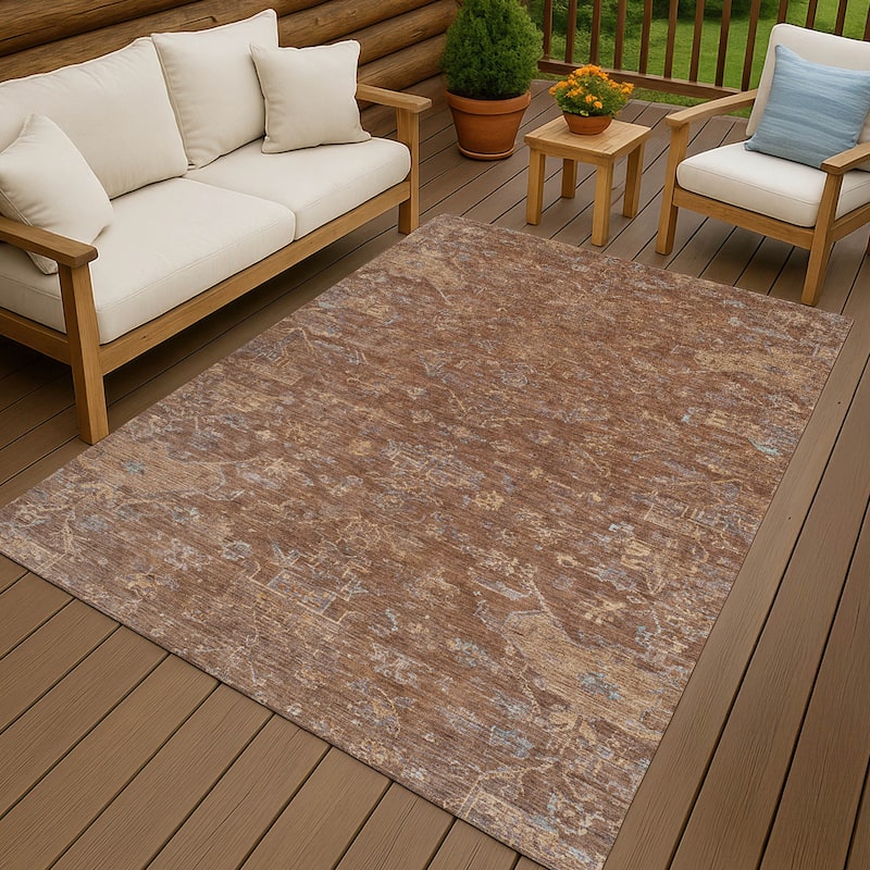 Machine Washable Indoor/ Outdoor Traditional Chelsea Chantille Rug