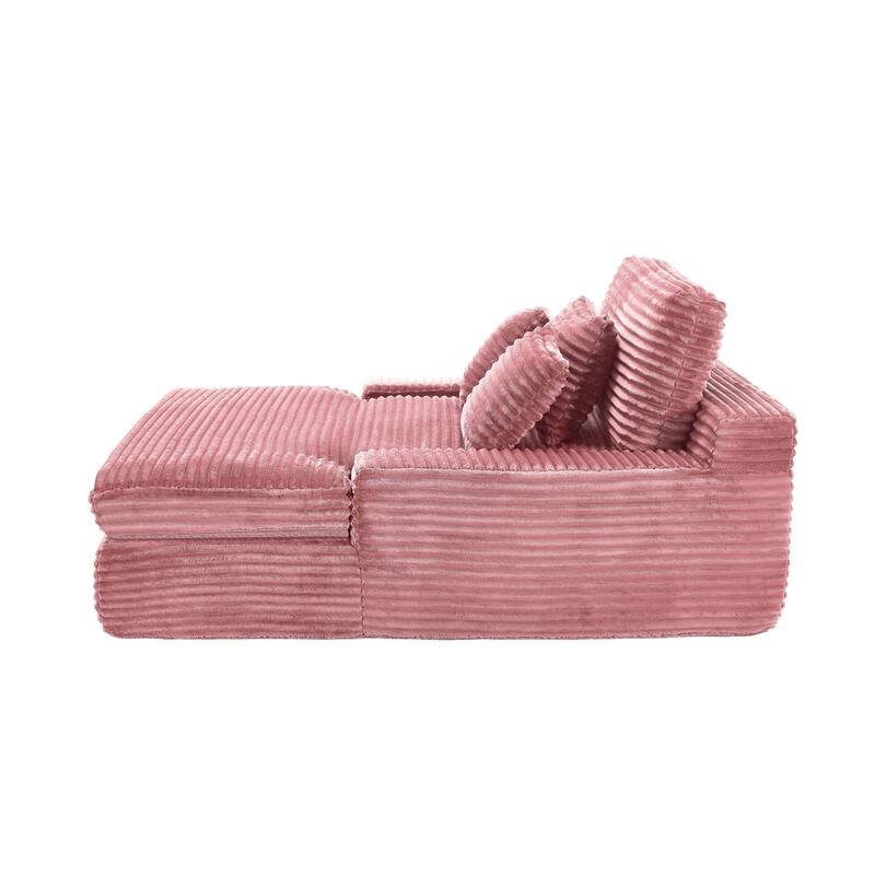 Modern Upholstered Chaise Lounge Sofa for Living Room Office, 75" Oversized Leisure Sofa 2 Seat Sleeper Couch with Pillows