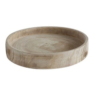 Paulownia Wood Hand Carved Tray - 17.3"L x 17.3"W x 3.0"H