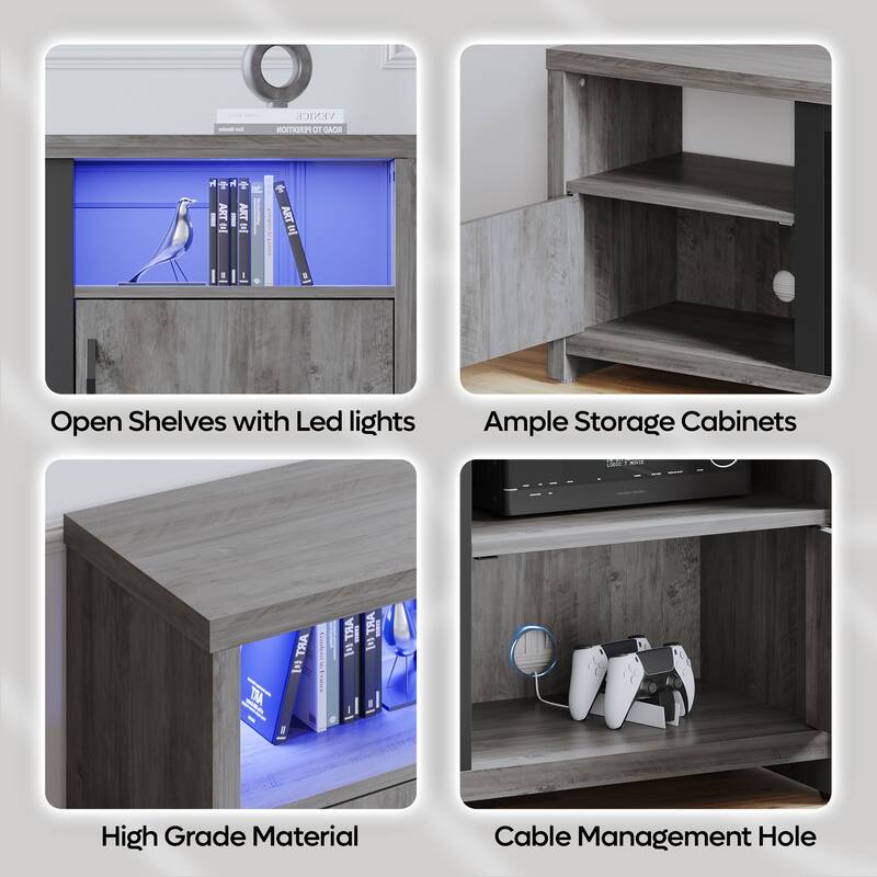 70" Fireplace TV Stand with LED lights Entertainment Center - 71 inch