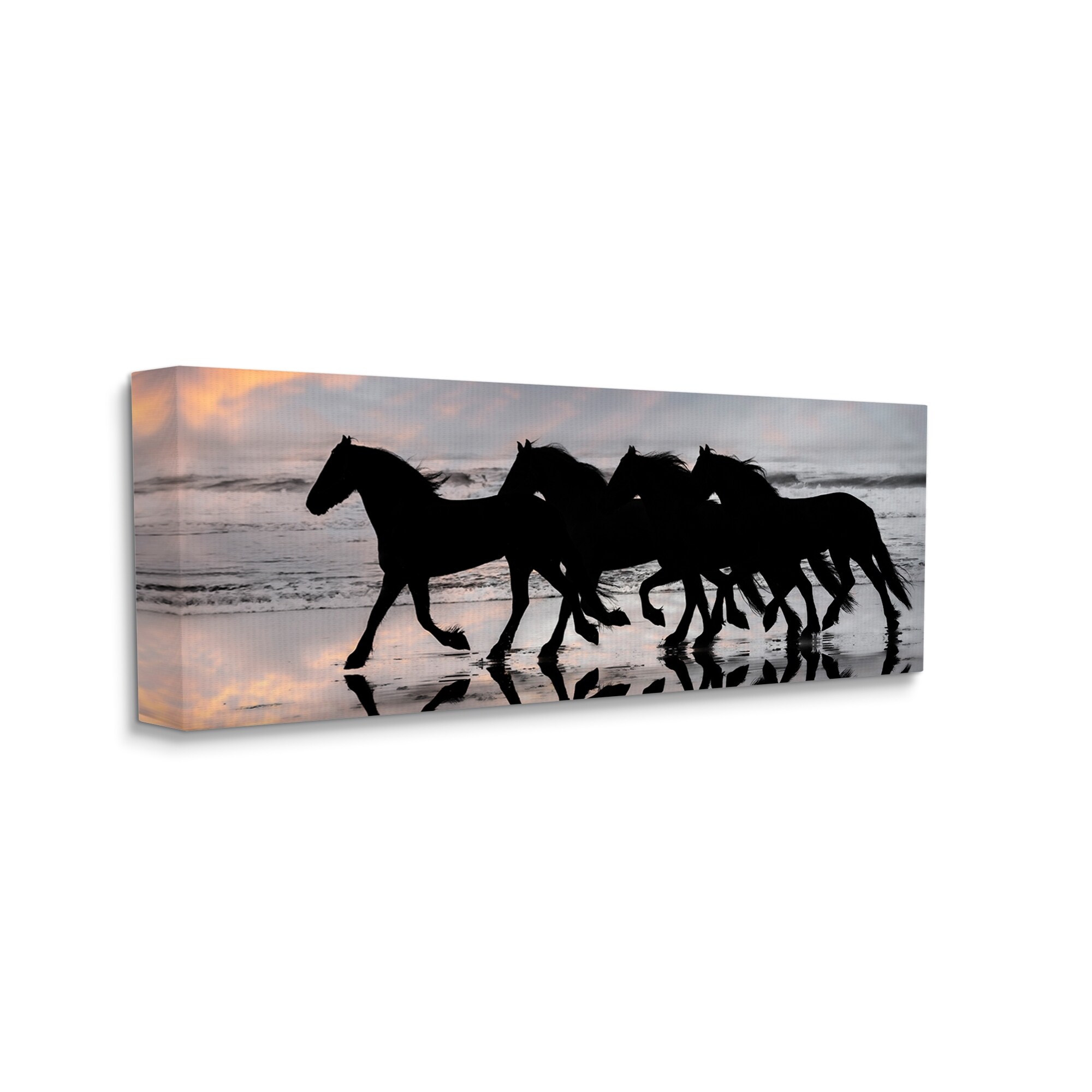 Stupell Wild Horses Sunset Beach Silhouettes Galloping-image