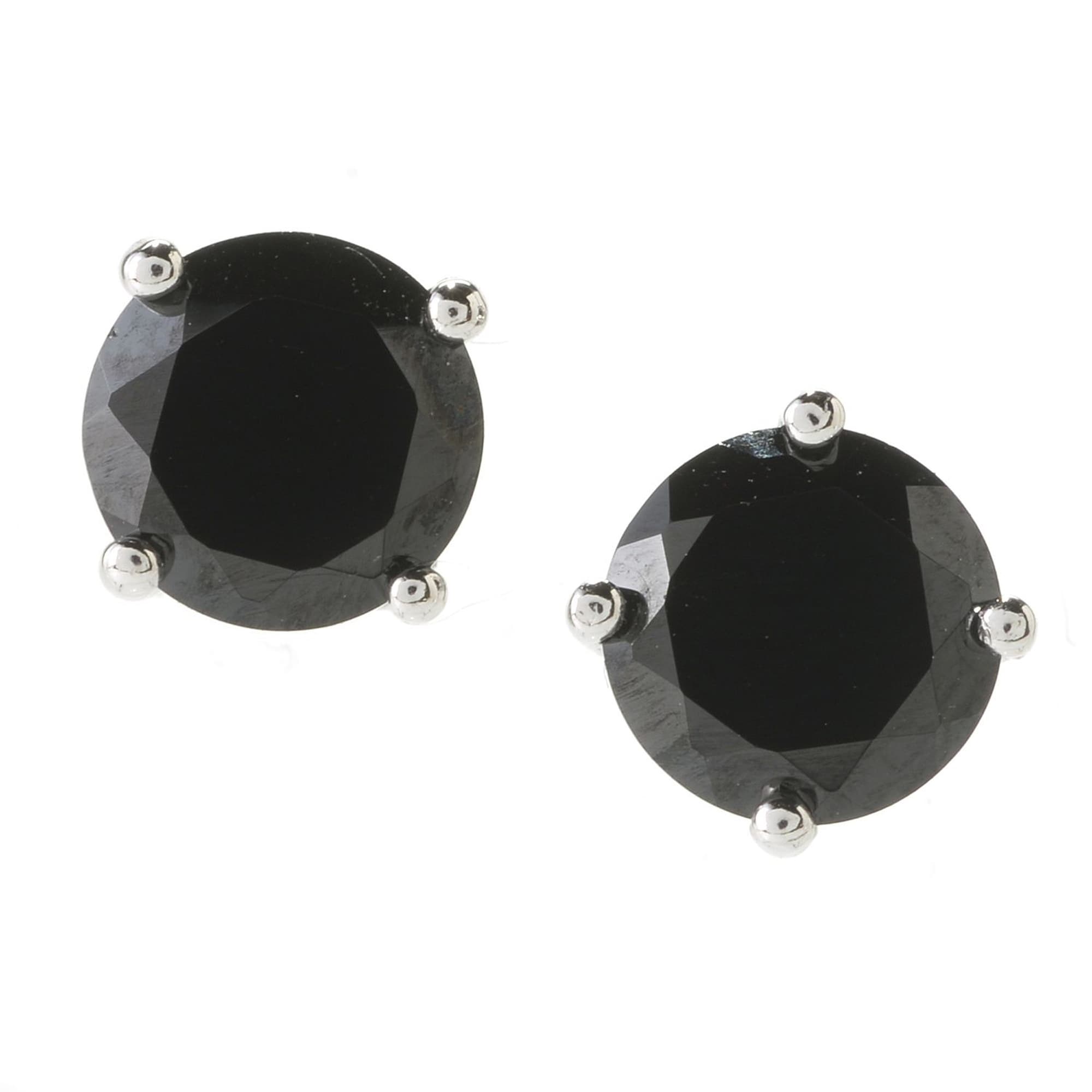 Pinctore 925 Sterling Silver Black Spinel Stud Earrings