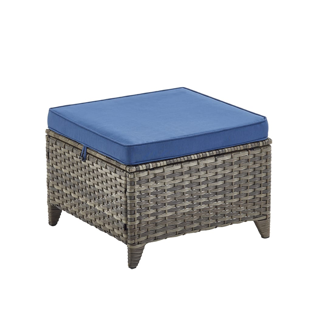 Gymojoy Patio Ottoman Outdoor Wicker Ottoman with Cushion - Grey