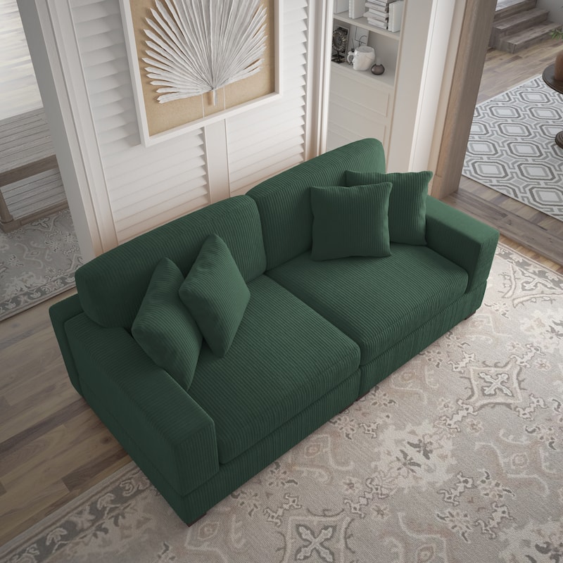Corduroy Couch Modular Sectional Sofa with Pillows