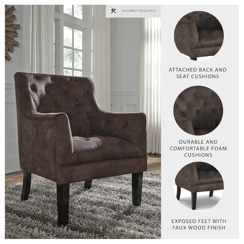 Drakelle Traditional Faux Leather Accent Chair