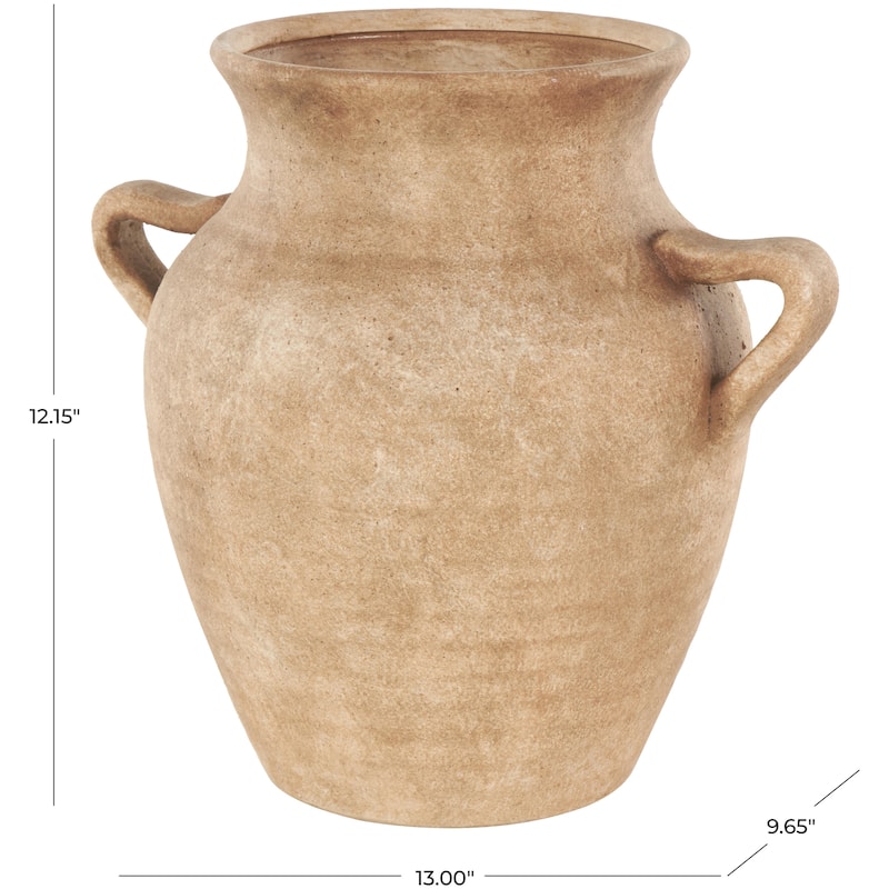 Ceramic Antique Style Textured Vase with Handles - Copper or White - Roche River Decor