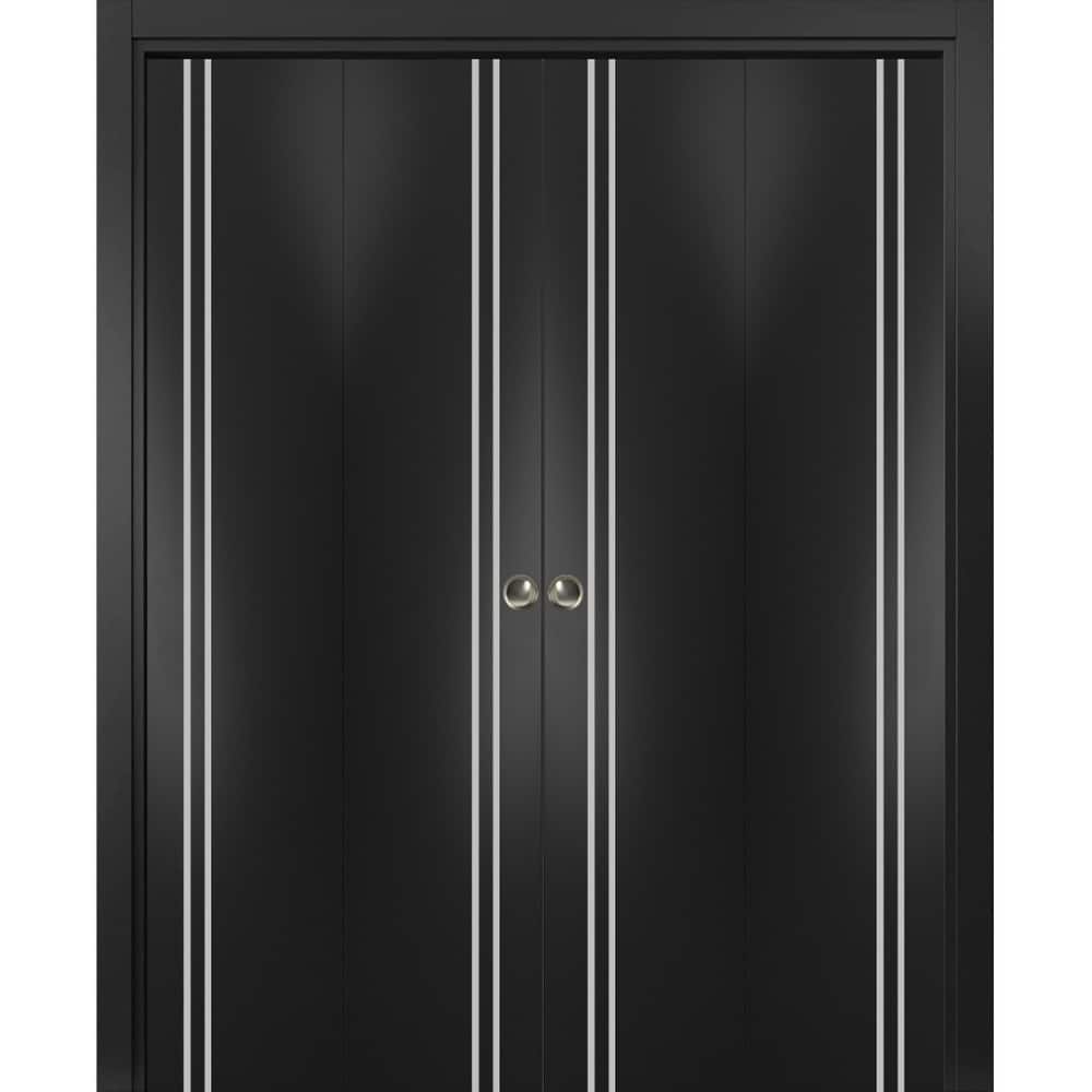 Double Bi-fold Doors Planum 0310 Matte Black with Sturdy Tracks