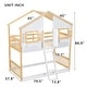 preview thumbnail 3 of 7, Twin over Twin House Bunk Bed with Roof Window Door with Safety Guardrails and Ladder, Natural/White