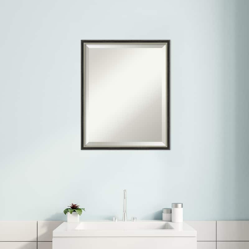 Theo Narrow Beveled Wood Framed Bathroom Vanity Wall Mirror