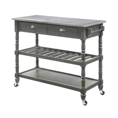 Kitchen Cart - 3-Tier Stainless Steel Rolling Cart with Drawers & Wheels
