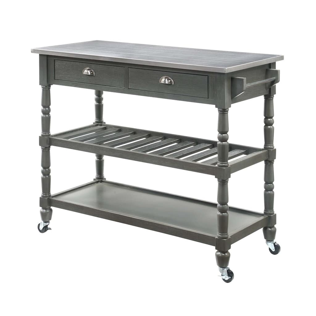Kitchen Cart - 3-Tier Stainless Steel Rolling Cart with Drawers & Wheels