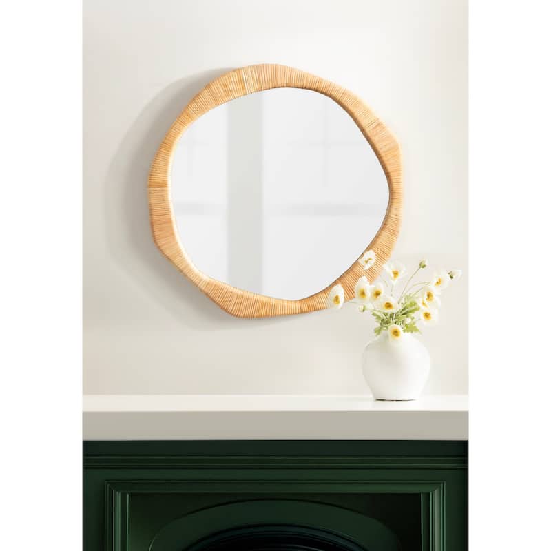 Kate and Laurel Rahfy Rattan Irregular Round Wall Mirror - 26x26