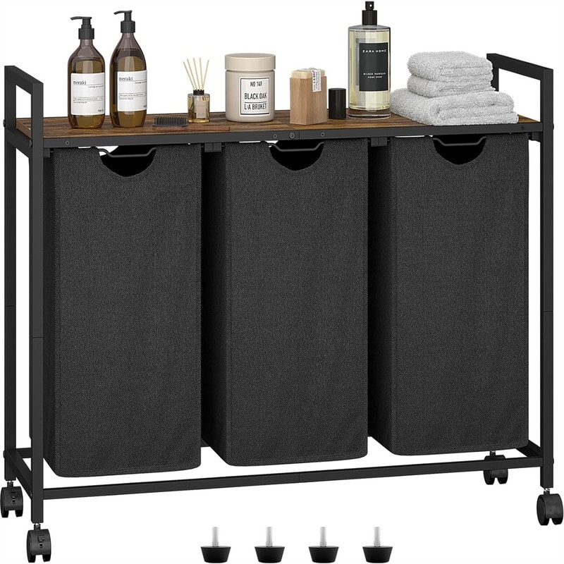 Laundry Sorter with 2 Pull-Out and Removable Bags - 33"L x 13"W x 29.5"H