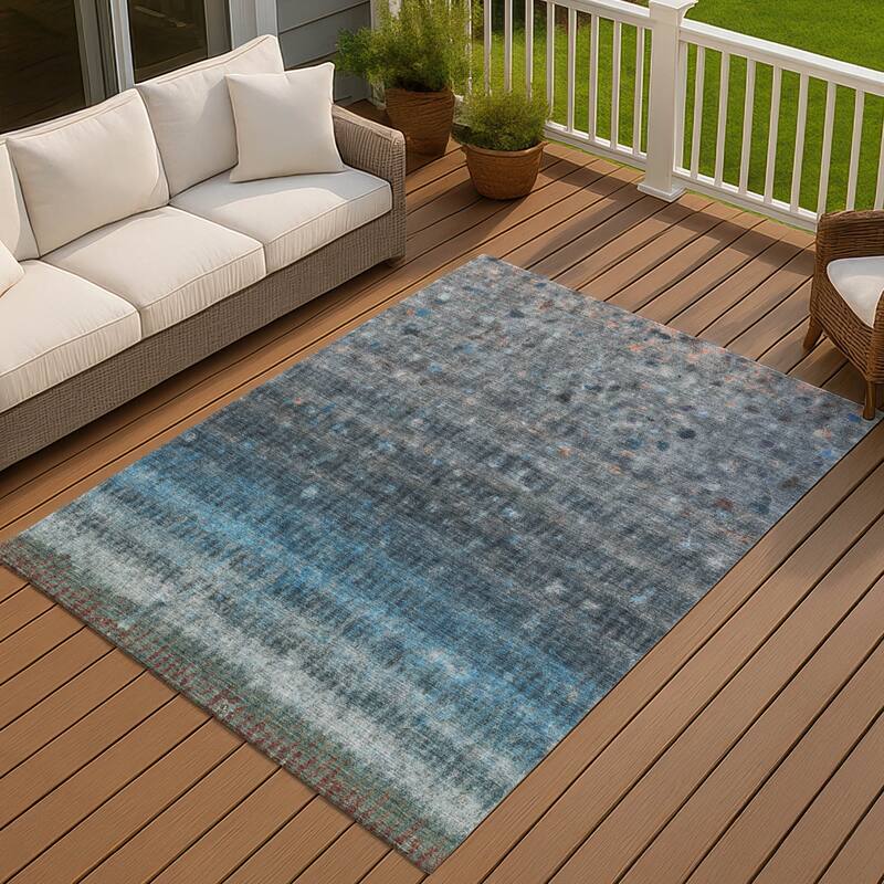 Machine Washable Indoor/ Outdoor Abstract Ombre Chantille Rug - Blue - 3' x 5'