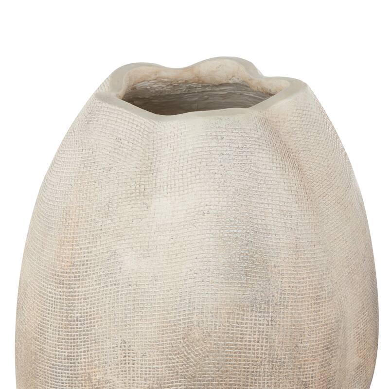 Magnesium Oxide Antique Vase with Checkered Patterns - Cream - Roche River Decor