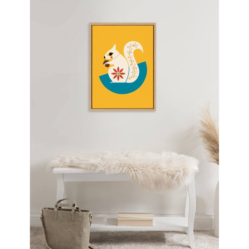 Kate and Laurel Sylvie White Squirrel Framed Canvas by Amber Leaders