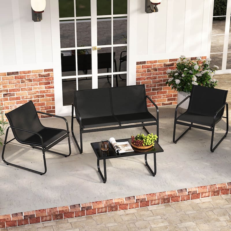 Costway 4 PCS Patio Furniture Set Fabric Lawn Chairs and Loveseat with - See Details