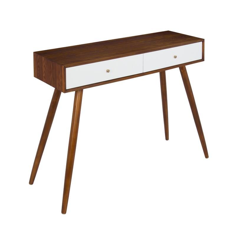 Kate and Laurel Finco Console Table - Walnut/White