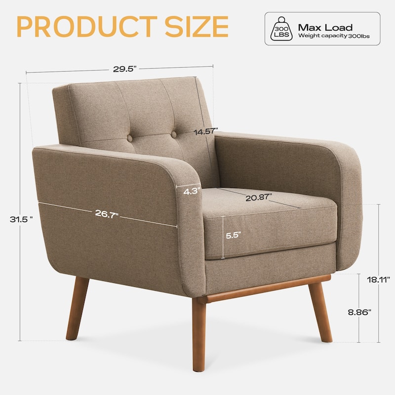 Tufted-Fabric-Upholstered-Accent Chair