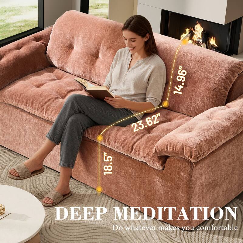 Rossetta Modular Design Cushioned Modular Chenille Fabric Sleeper Loveseat Sofa