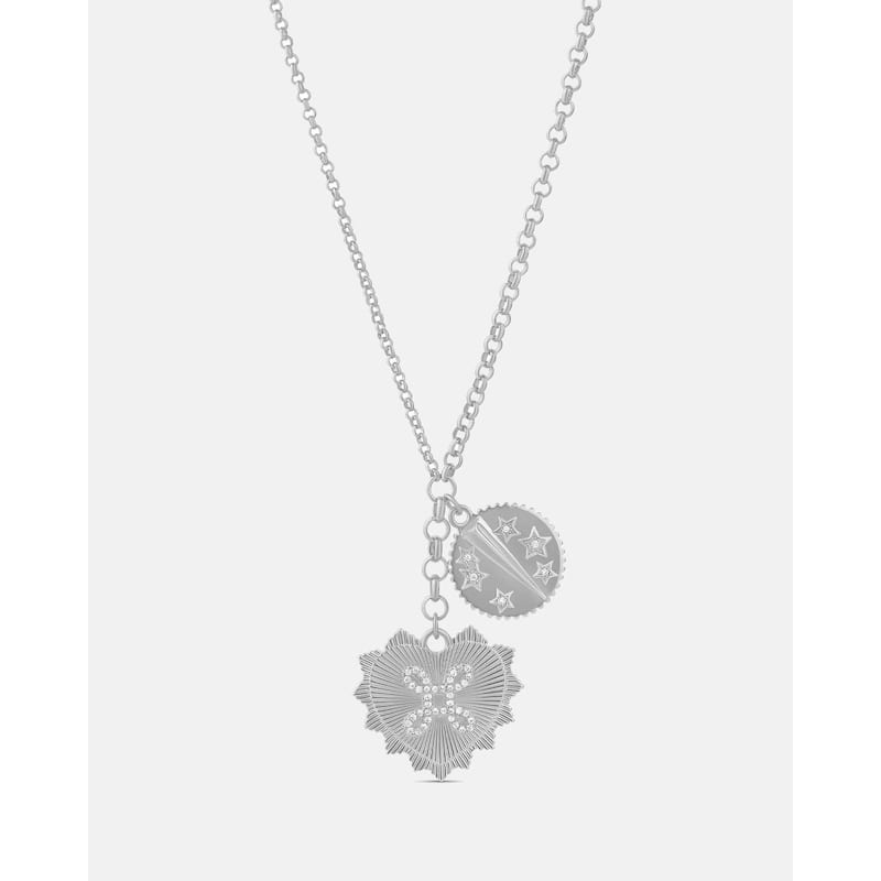 SHYMI Fluted Heart Charm Necklace - Silver