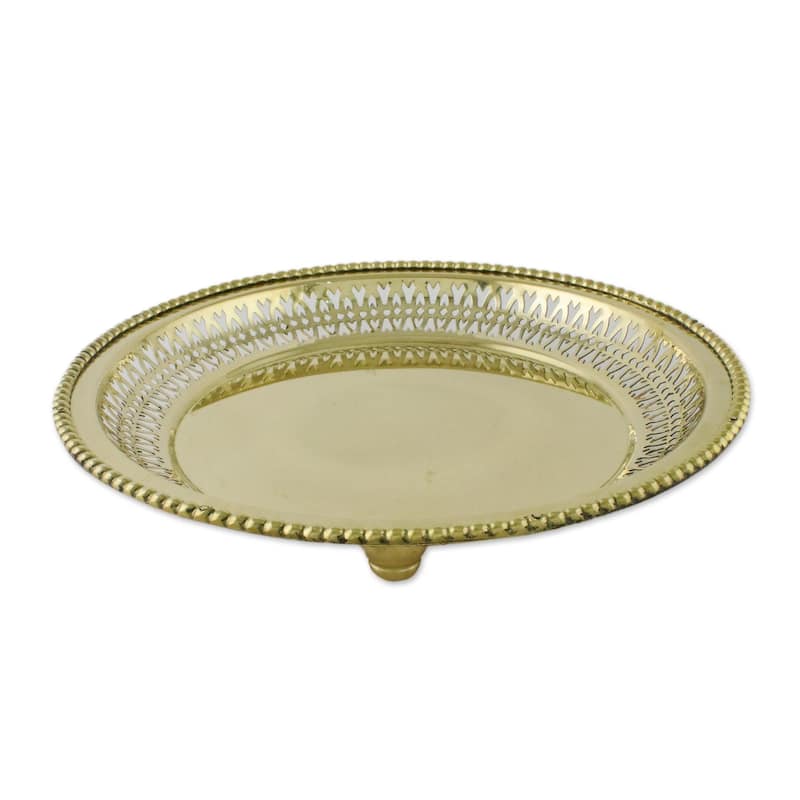Novica Handmade Architectural Inspiration Brass Decorative Tray