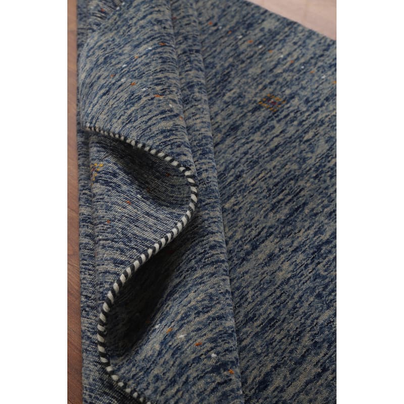 Hand Knotted Oriental 100% Wool Carpet Tribal Stripe Navy Blue & Blues Gabbeh Area Rug - 5' 10'' X 4' 0''