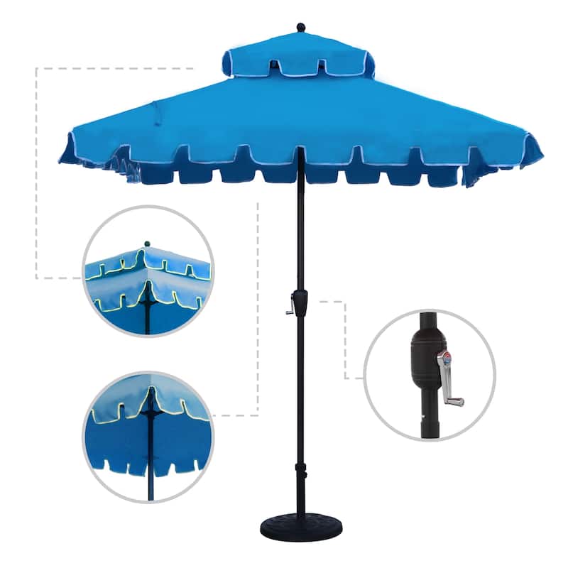 Maypex 7 Feet Square Scallop Patio Umbrella, Base Not Included