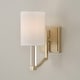preview thumbnail 2 of 3, 5" W x 10.25" H 1-Light Wallchiere Sconce in Matte Brass with Clear Acrylic Accents and Cylindrical White Fabric Shades