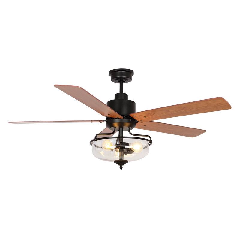 52" 5-Blade Matte Black Reversible Ceiling Fan with Light