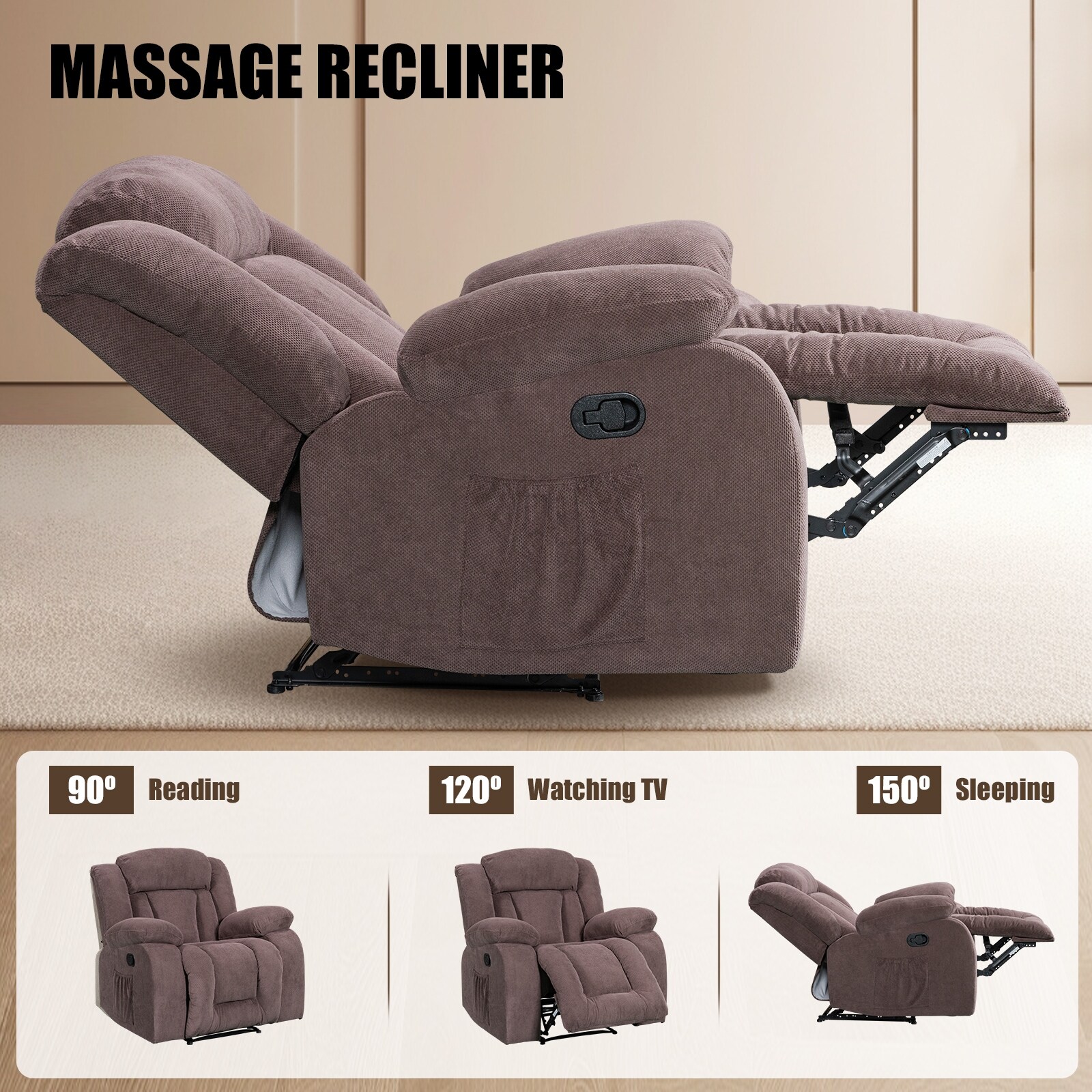 Super Comfortable Wide Seating Size Heating and Massage Recliner Chair Bed Bath Beyond 38105486