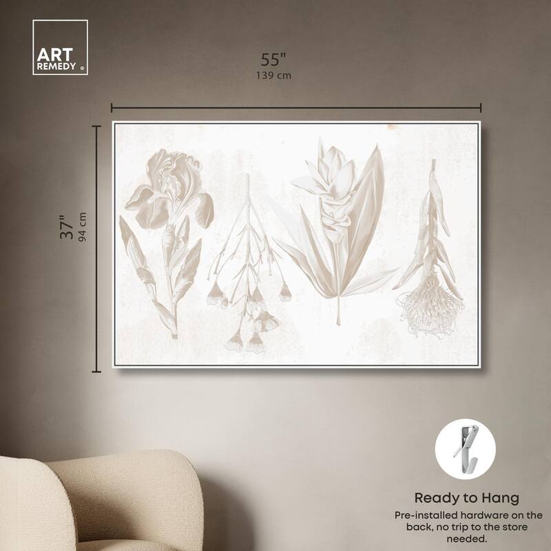 White Pressed Flora Canvas by Art Remedy