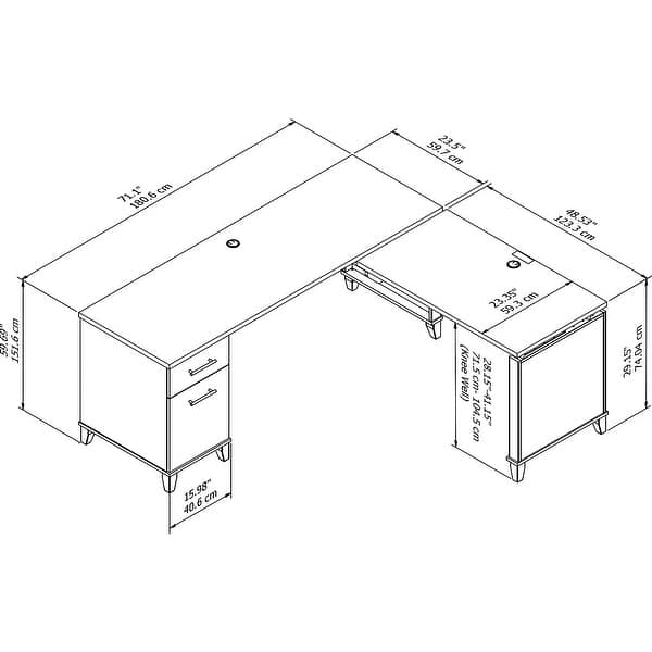 dimension image slide 1 of 10, Bush Somerset 72W 3 Position Sit to Stand L Shaped Desk in Ash Gray