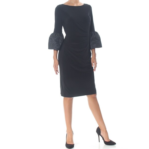 black cocktail dress with bell sleeves