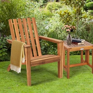 Acacia Wood Adirondack Chair Lounge with Armrest for Garden Yard - Bed ...