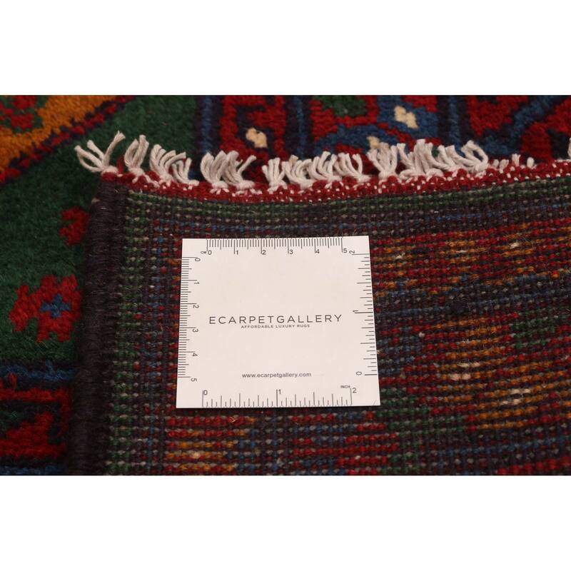 ECARPETGALLERY Hand-knotted Uzbek Kargahi Green Wool Rug - 6'6 x 9'10