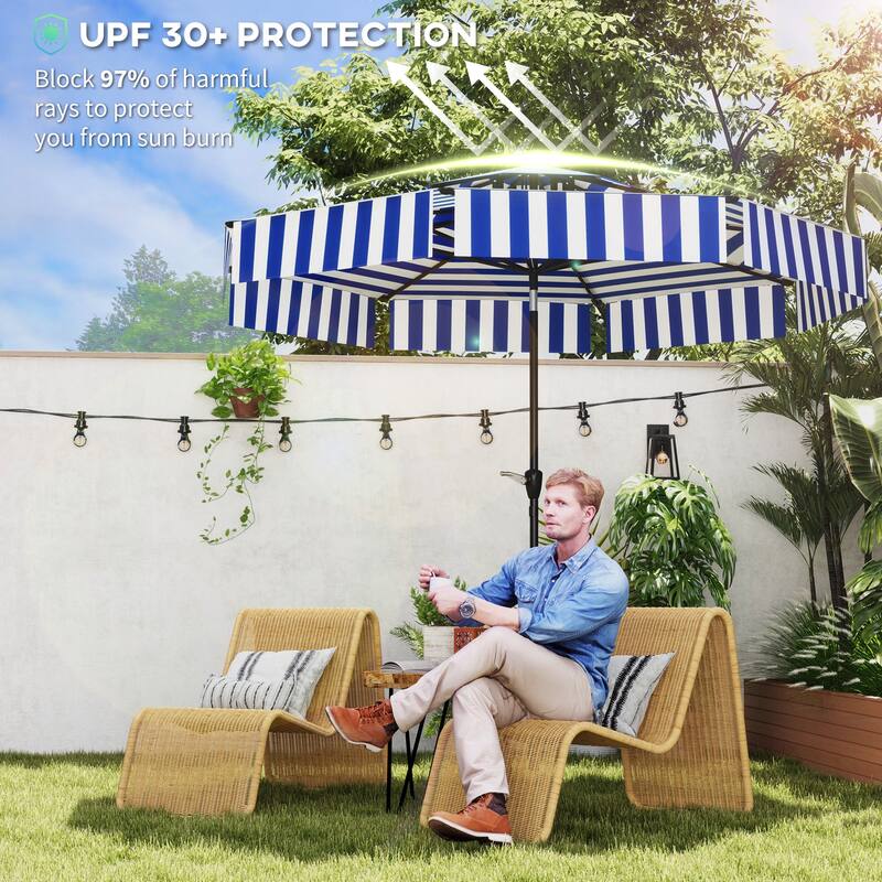 8.6 ft Outdoor Patio Umbrella for Garden Deck or Patio with Easy Hand Crank and Stable Design - 103.5"Dia x 98.8"H