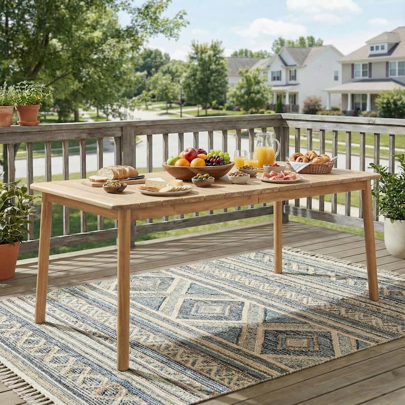 Christopher Knight Home - Modern Outdoor Solid Acacia Wood Dining Table with Rectangular Top - Oiled Teak Finish