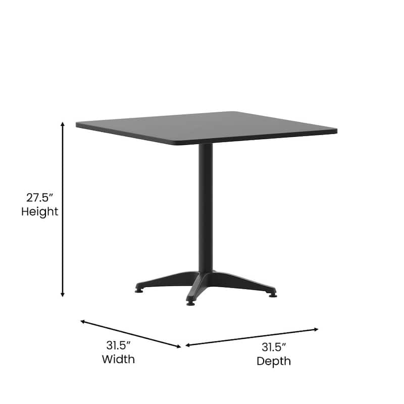 31.5" Square Aluminum Smooth Top Indoor-Outdoor Table with Base