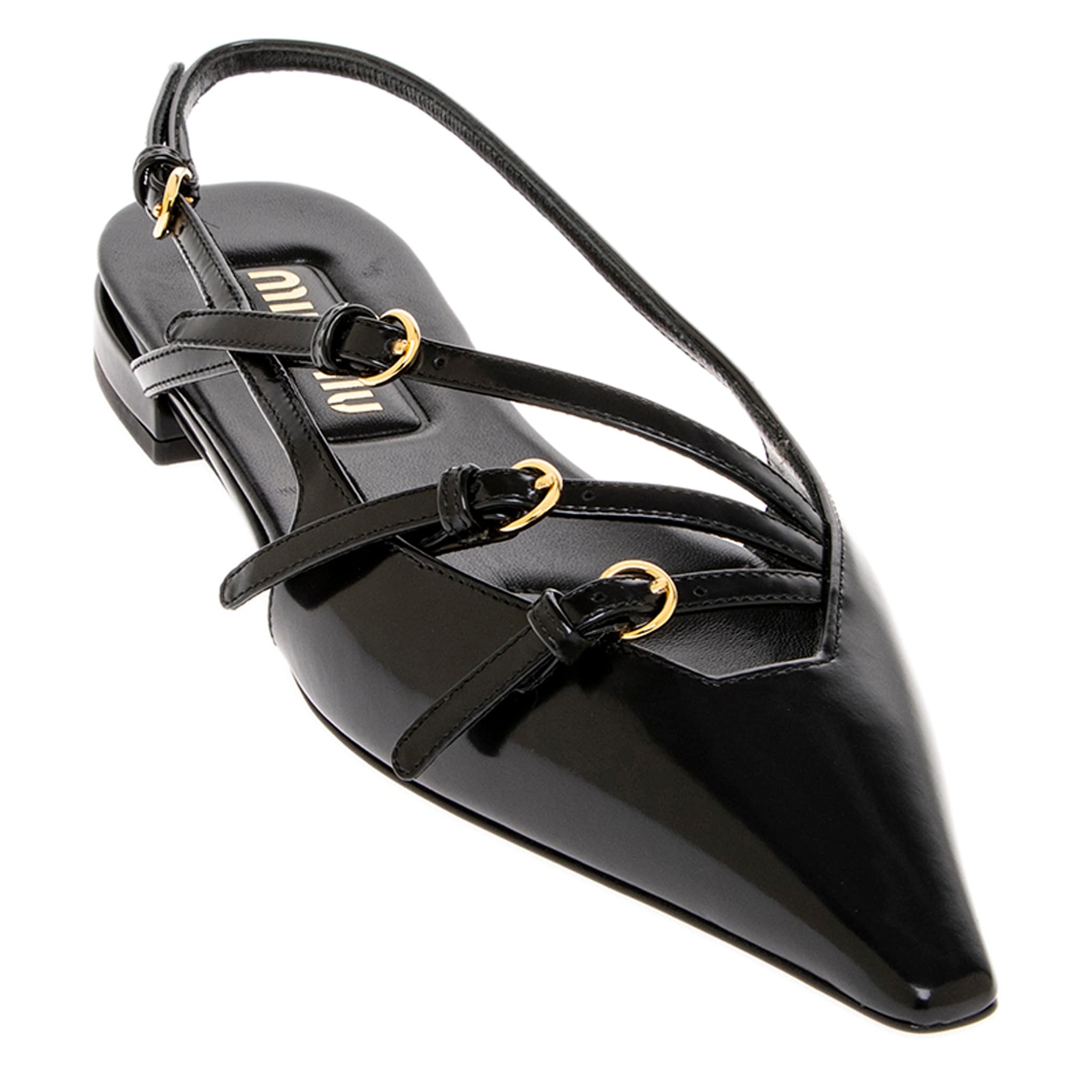 Miu Miu Brushed Leather Slingback Flats