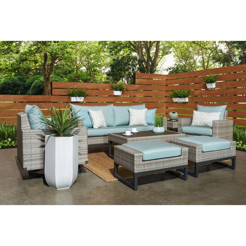 Milo Gray 7 Piece Sunbrella Outdoor Patio Motion Deep Seating Set