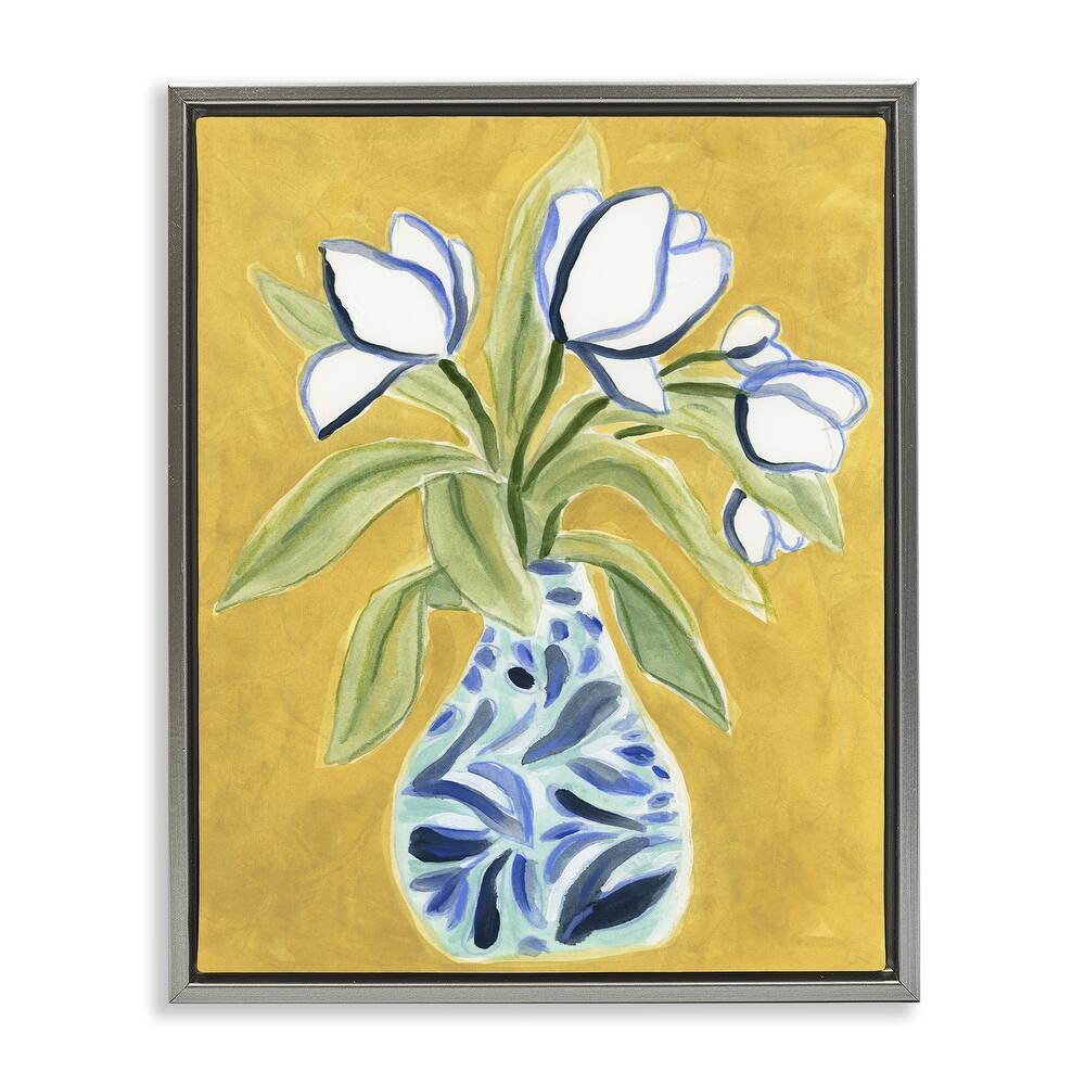 Stupell Lively Tulips in Vase Framed Floater Canvas Wall Art Design By June Erica Vess