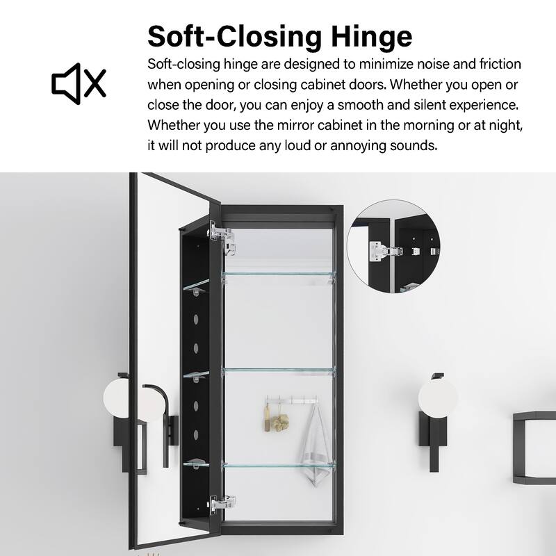 Rectangular Aluminum Medicine Cabinet with Mirror