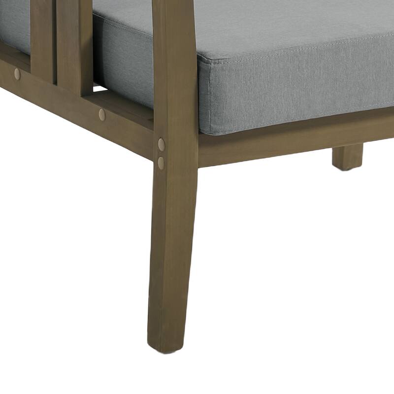 Casual 29"W Outdoor Patio Armchair Set In Solid Teak Wood with Cushion