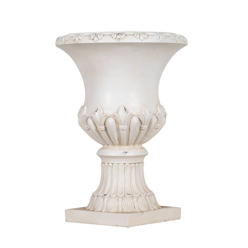 Christopher Knight Home - Classical 24.8"H Outdoor Pedestal Urn Planter with Fleur-de-Lis Design