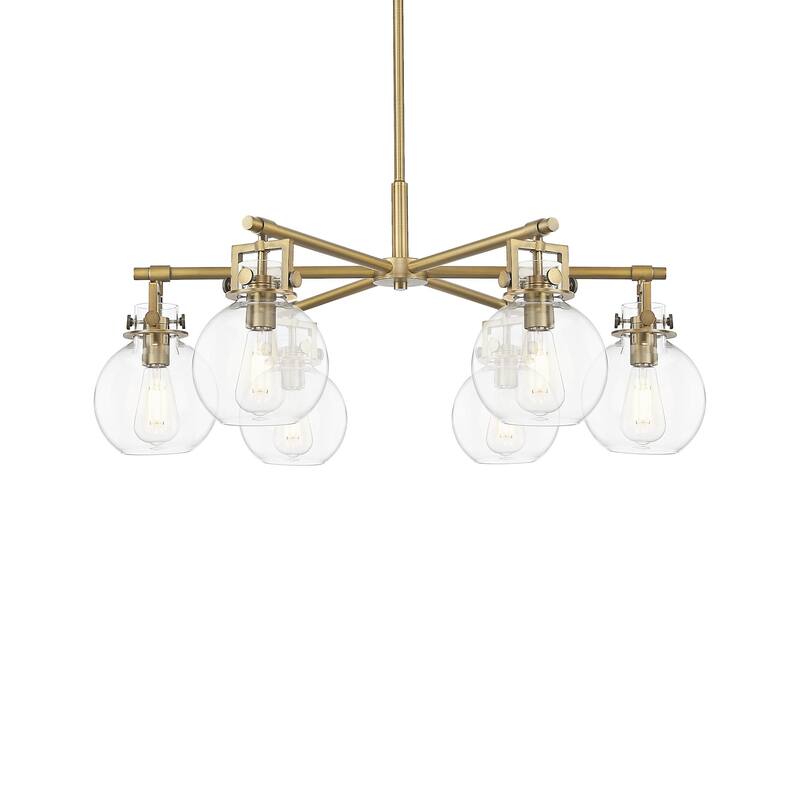 Innovations Lighting 411-6CR-16-26 Newton Sphere Chandelier Newton - Brushed Brass / Clear